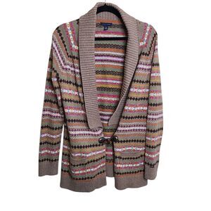 Tommy Hilfiger Woman's SZ Large Shawl Collar One Button Cardigan Sweater Western